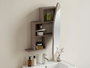 Hanah Home Mueble de Baño con Espejo y Almacenamiento, Light Mocha, 60x75x13 cm